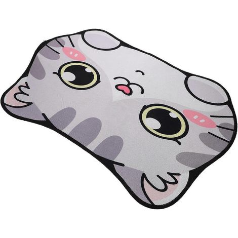 Tapis gris pour gamelle de chat, lavable en machine. (1/5)