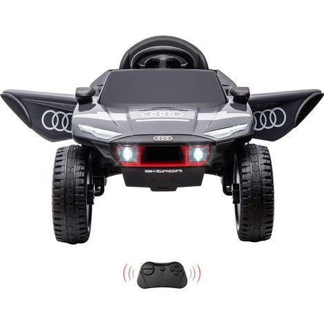 Lunsy – Voiture électrique pour enfants 12V – Moteur 70W, télécommande, pneus EVA, suspension à ressorts, lumières LED – 3 à 8 ans – Gris (1/5)
