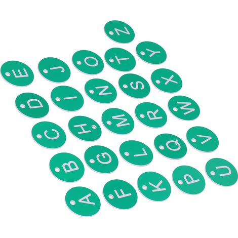 26 nummerierte und mit Buchstaben versehene, grüne, gestanzte Bienenstockmarkierungen zur Kennzeichnung von Bienenstöcken (Set mit 26 Stück) (1/5)