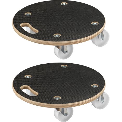 Wiltec Sottovaso con ruote, Set due carrellini di trasporto rotondi 380 x 110 mm, Carrello Portavaso, Spostavaso (1/5)