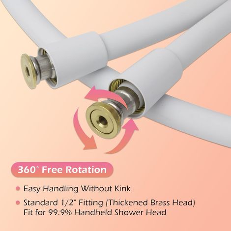 Tubo flessibile per doccia da 2 m G1/2 pollice in silicone ultra morbido, anti-torsione e anti-attorcigliamento, bianco per doccetta bidet/WC - ALTRO (1/3)