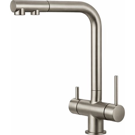 Shurity 421 Rubinetto da cucina con Doccetta estraibile 4 vie Nickel Spazzolato (1/3)