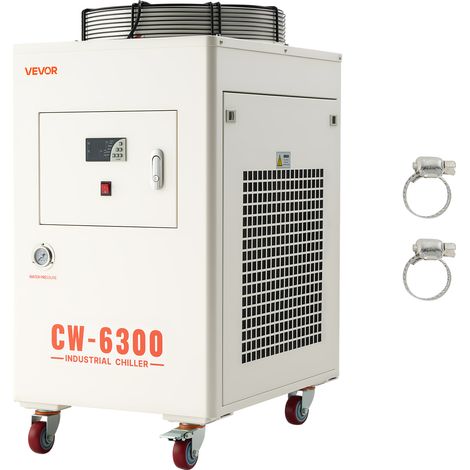 VEVOR Refrigeratore deAcqua Industriale per Macchina per Incisione Laser CW-6300, Sistema di Raffreddamento ad Acqua con Compressore per Taglio Laser da 2500 W, Capacita 40 L, Portata Max 70 L/min