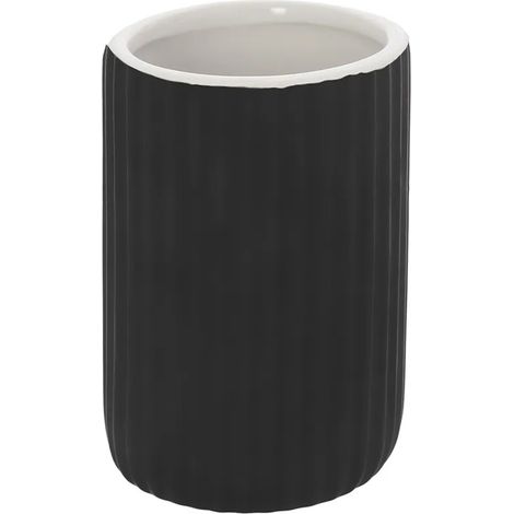 Portaspazzolini bagno da appoggio nero in ceramica soft touch Spring (1/5)