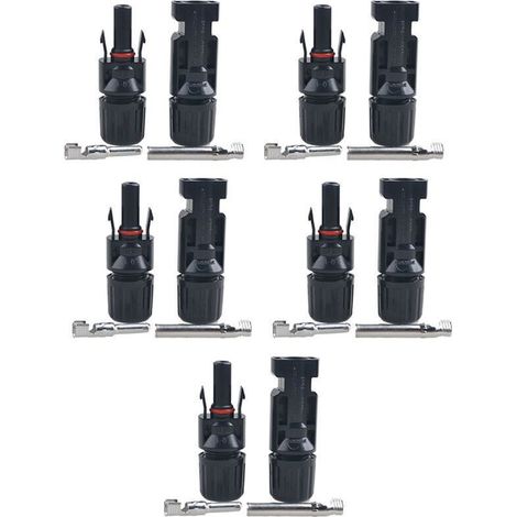 Connecteur photovoltaïque pour panneaux solaires – Lot de 5 câbles étanches IP67, compatible MC4, cuivre étamé, 4 mm² (1/4)