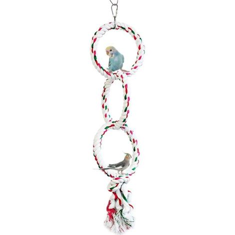 Jouet pour Oiseaux Perruche Anneau de Balançoire Perroquet Perchoir en Corde de Coton Parrot Jouets à Mâcher pour Conure calopsitte, Trois Anneaux (1/3)
