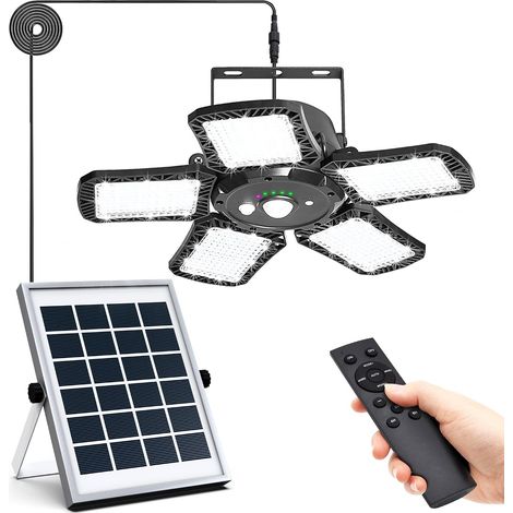Lampes solaires pour l'extérieur à l'intérieur, 6 modes lampe solaire 160 LED avec détecteur de mouvement IP65 étanche 1200 lm applique solaire avec câble 5M, angle d'éclairage 120° (1/5)