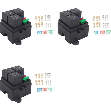 Porte-fusible 3 voies 4 broches, porte-relais, circuit standard ATO, porte-fusible à lame 12 V 40 A (1/5)