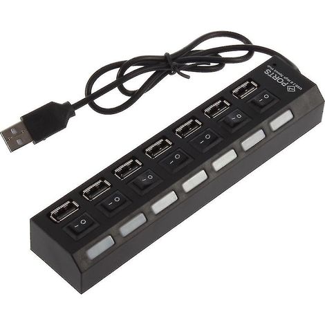 7-Port High-Speed USB 2.0 Hub mit Ein-/Ausschalter und Telefon-Splitter-Adapter (1/5)