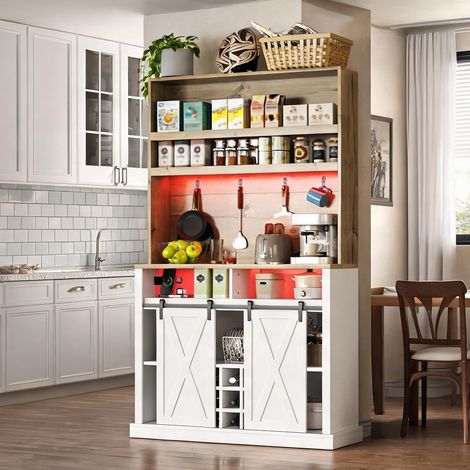 Buffet coloris natural blanc en MDF 110 x 40 x 191 cm (1/5)