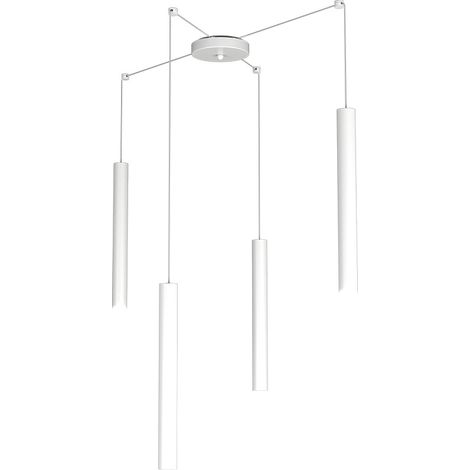 Sospensione Moderna Round Tube Metallo Bianco 4 Luci Gu10 (1/4)
