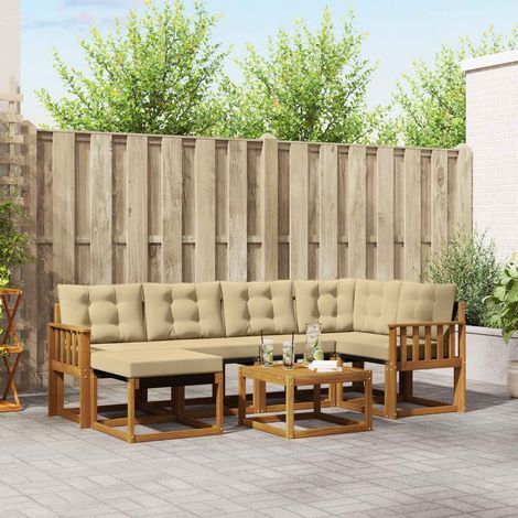 vidaXL Outdoor-Sofagarnitur mit Kissen 7 pcs Natur und Beige (1/5)