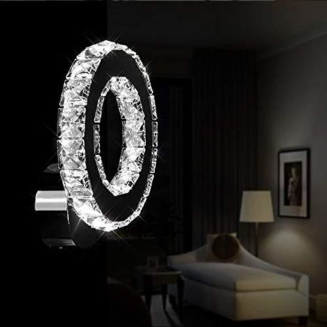 GOECO LED Wall Lamp, Crystal Wall Lights, K9 Crystal 16W LED Wall Sconce for Living Room Bedroom,Cold White Light (1/5)