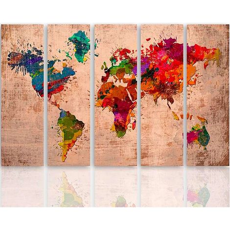 Tableau 4 cartes couleur du monde - 150 x 100 cm (1/5)