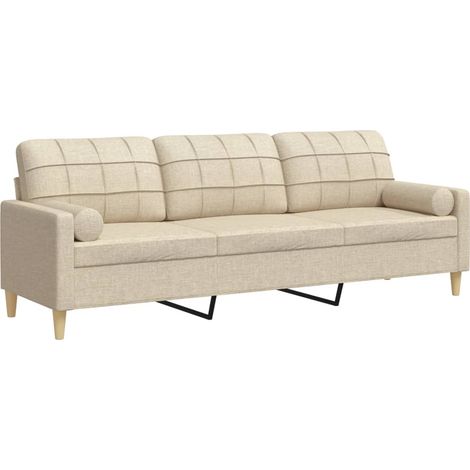 Maison Exclusive - Divano a 3 Posti con Cuscini Crema 210 cm in Tessuto