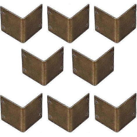 Lot de 8 équerres de protection d'angle à 90° en laiton pur, style antique, pour coins de boîtes en bois de camphre (30 x 30 mm) - Bon état (1/5)