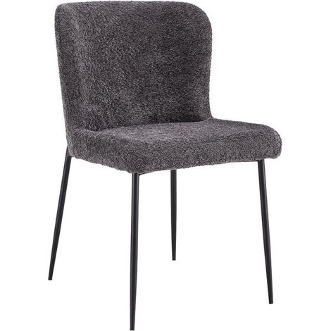 Stuhl mit Bouclé-Bezug für das Esszimmer in Dunkelgrau. Kollektion LISE (1/5)