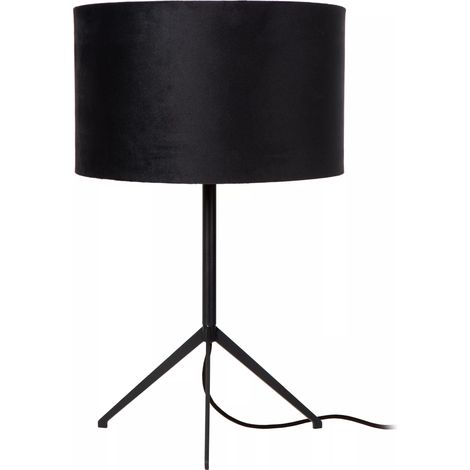 Lampada da tavolo nera paralume velluto E27 Lucide Tondo (1/5)
