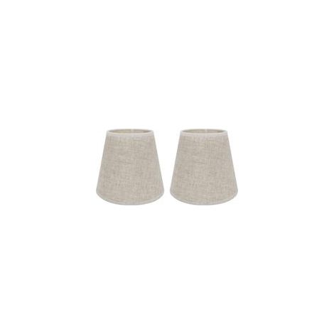 Deux abat-jour en lin, compatibles avec des ampoules E14, diamètre supérieur 11 cm, hauteur 14 cm, diamètre inférieur 14 cm. (1/5)