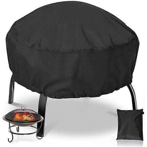 Housse ronde pour foyer extérieur - Imperméable - Protection UV et poussière - Noire - 122 x 50 cm (1/5)