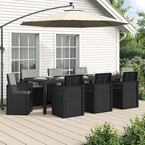 vidaXL Conjunto de Comedor de Jardín 9 uds. Antracita y Gris Claro PP (1/5)
