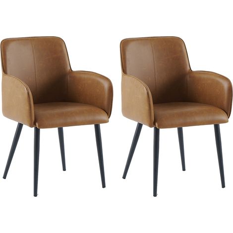 Lot de 2 chaises repas 55x60x83 cm en PU camel - VENTER
