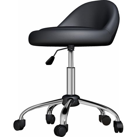 Rollhocker Höhenverstellbarer Arbeitshocker 63-83 Cm Drehhocker Mit Rädern Drehbarer Salonstuhl Salonhocker Kunstleder Schwarz