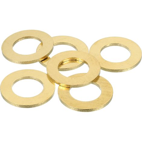 6Pcs Rondelle Métal Plate Laiton, Kit Assortiment Rondelles Écrasables Cuivre M16, 16mm ID, 30mm OD, 2mm Épaisseur pour Boulons Vis Réparation, Construction (1/5)