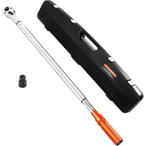 VEVOR Chiave Dinamometrica Clic, 100–600 lbf-ft e 136–814 N.m Set di Chiavi Dinamometriche Bidirezionali con Scale a Doppia Gamma, 48 Denti, Acciaio Legato, per Riparazione di Automobili (1/5)