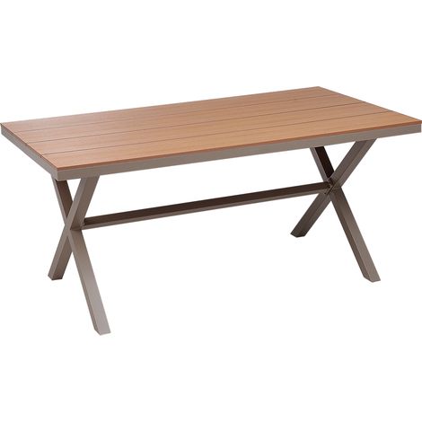 Mesa de jardín metal aluminio 6 plazas resistente a la intemperie patio exterior gris pardo Tiano