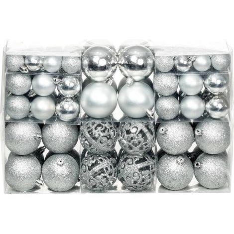 Décoration de Noël 100 pcs - Ensemble de boules de Noël 3/4/6 cm Argenté -WYW16204 (1/5)