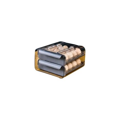 Porta uova a doppio strato impilabile a cassetto, contenitore in plastica per alimenti freschi, frigorifero, porta uova anti-caduta (32 pezzi) - Crezuo