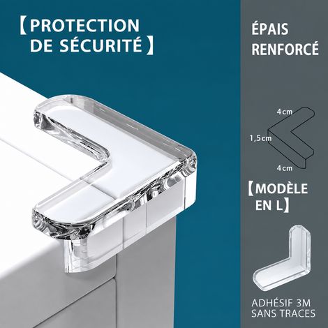 Protège-coin de table en L transparent PVC épais protection d'angle meuble sécurité enfant adhésif 10 g – Livraison gratuite