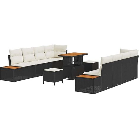 Maison Exclusive - Set Divano da Giardino 11 pz 10-Numero di posti Nero (1/5)