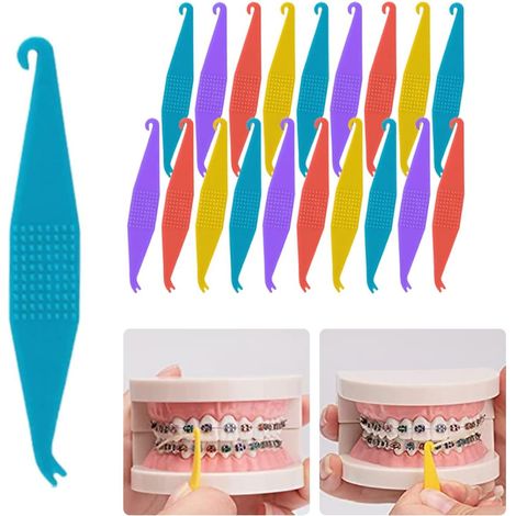 Crochet Orthopédique pour Élastiques Dentaires, Outil de Pose et Retrait, Tireur de Bande Élastique, Ajusteur de Crochet, Matériel d'Orthodontie, Multicolore, Lot de 20 Pièces, Idéal pour Soins Dentai (1/5)