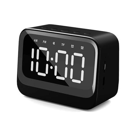 Explore Scientific Sveglia Bluetooth Portatile BCC1007 con Doppia Sveglia, Display LED, Batteria 1200mAh, TF Card, Vivavoce, USB-C (1/2)