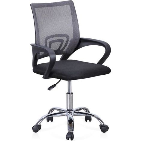 Chaise de bureau réglable en hauteur coloris noir- gris , Largeur 60 cm x Profondeur 60 cm x hauteur 90 - 102 cm - JUANIO (1/2)