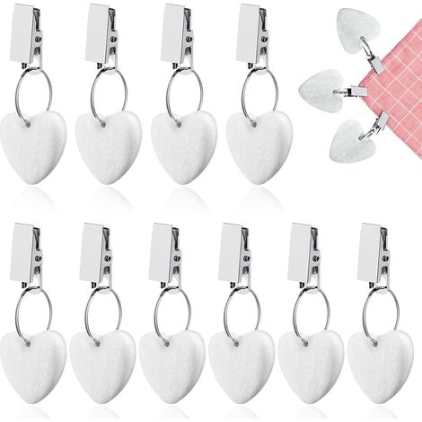 CCYKXA Tischdeckenbeschwerer, 10 Stück, Tischdeckenklammer, dicke Marmor-Tischdecke für Outdoor-Tischdecke für Familienfeier/Camping/Hochzeit/Garten (weiß) (1/5)