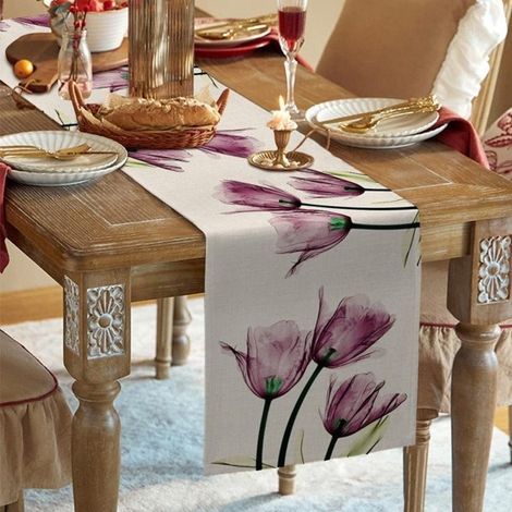 Designer-Tischläufer — Vintage-Blumenmuster — Tischläufer für den Esstisch, 33 x 180 cm