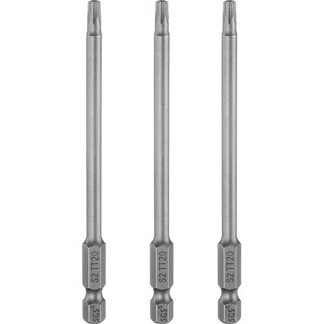 3Pcs Embout Tournevis Torx TT20 1/4" Hex Tige Longueur 4" (100mm) (1/5)