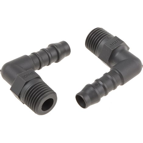 RS PRO Mâle Coude 1/4pouce, BSP 1/4" mâle, en Nylon ( Prix pour Paquet de 5 )