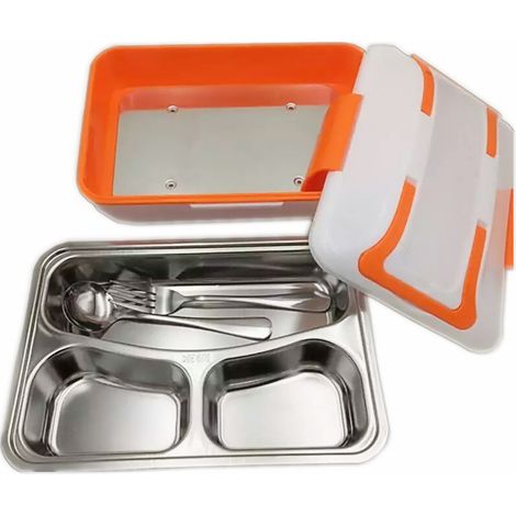 Boîte à lunch électrique isotherme pour voiture, pour enfants et adultes, prise européenne, orange, (1/3)