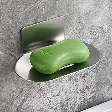 Porte-savon sans poinçon VIPITH, MPorte-savon en acier inoxydable 3M autocollant finition chromée sans perçage (1/4)
