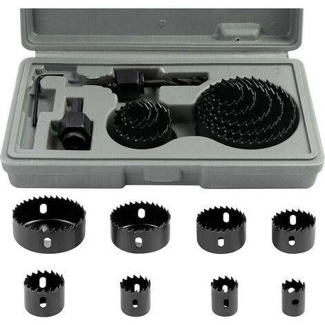 Juego de brocas bimetal para madera y yeso, 11 piezas, diámetros 19-64 mm, alto rendimiento (1/4)