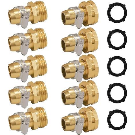 Set di 4 raccordi di riparazione per tubo da giardino con morsetti, adatto per tubi da giardino da 1,9 cm o 1,6 cm (1/4)