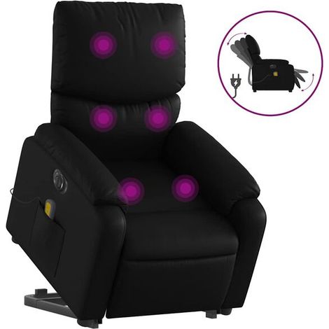 Chaise électrique de massage en similicuir noir – Siège relaxant ergonomique avec fonctions chauffage, vibration et réglage inclinable – Pour salon ou bureau (1/5)