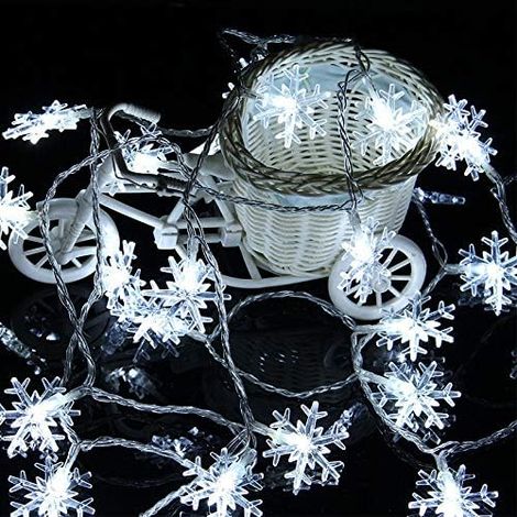 Guirlande lumineuse flocon de neige 40 LED alimentée par piles pour Noël, mariage, anniversaire, fête, festival, Nouvel An (1/5)