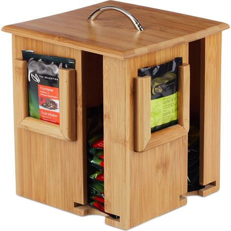 Caja de te de bambu giratoria (1/5)