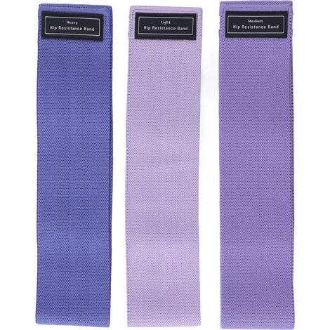 Lot de 3 bandes de résistance portables haute élasticité pour le fitness, idéales pour sculpter les hanches et les jambes C260 (violet clair, violet, violet foncé) (1/5)