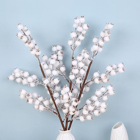 Branches De Baies Blanches - 57 cm - En Mousse - Pour Décoration De Noël Et Arrangements Floraux - 3 Pièces (1/5)
